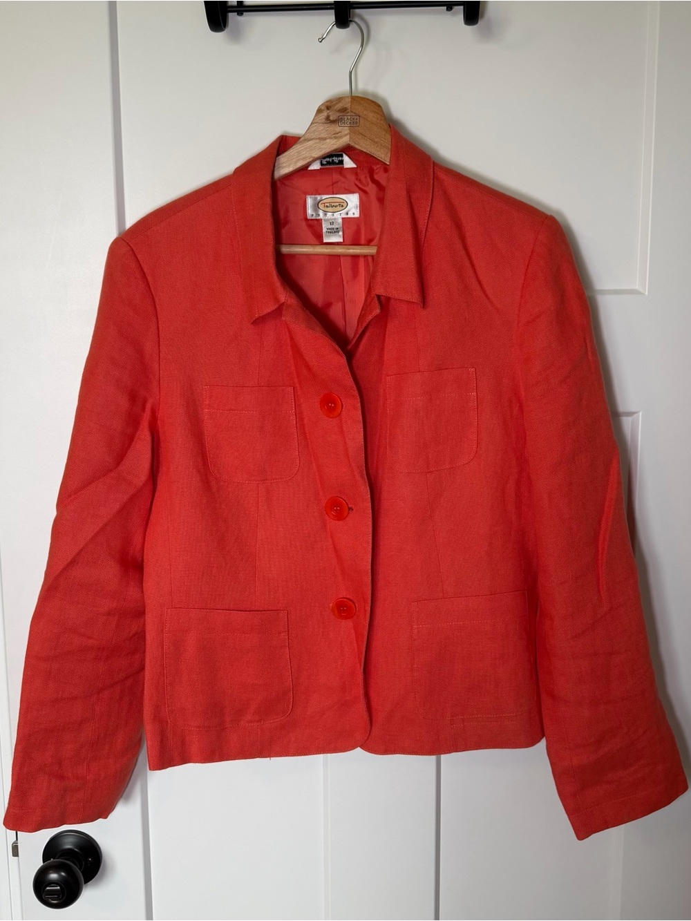 Talbots Orange Irish Linen Blend Button-Front Jacket Womens Sz 12